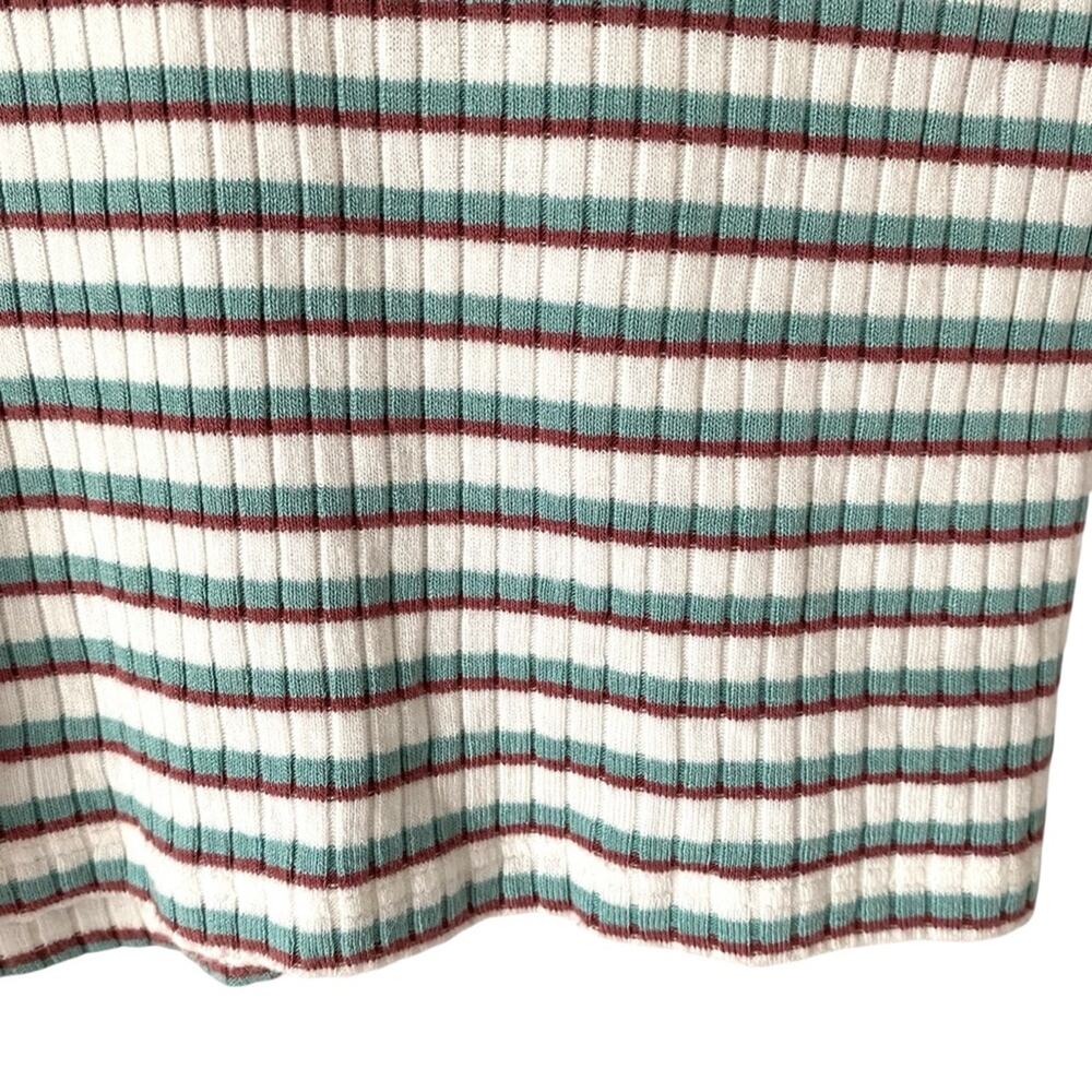 Frame Cropped Stripe Knit Top size XS White Brown Green - Picture 5 of 9
